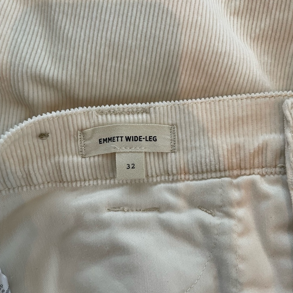 NWT Madewell Emmett 2.0 Cream Wide Leg Corduroy Size 32 - Picture 5 of 6